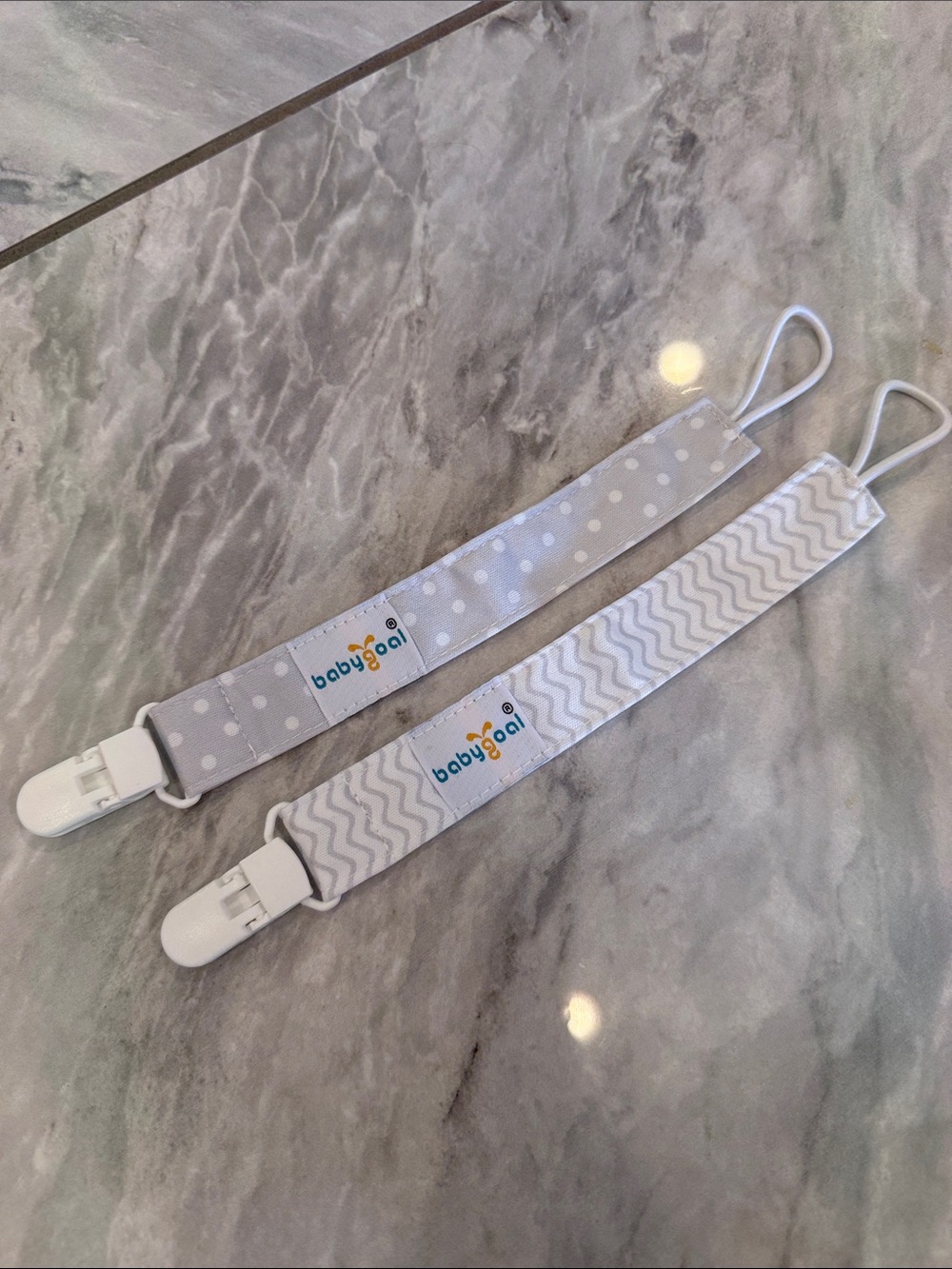 Babygoor Gray Pacifier Clip Strap – 2-Pack